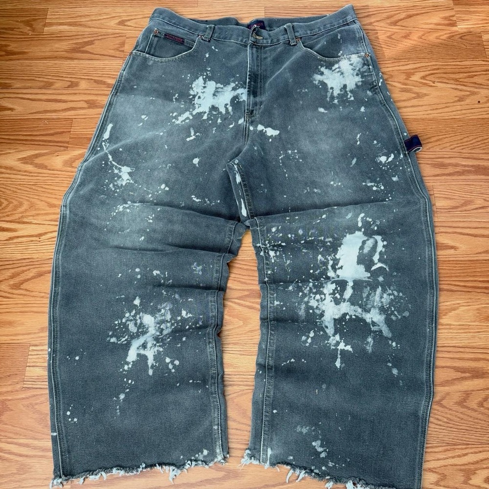 Tommy Hilfiger Jeans Mens 36 Y2K Acid Wash Distressed Wide Leg Carpenter Pants